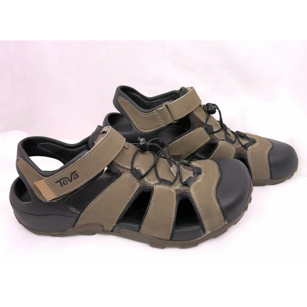 Teva Flintwood Mens 11 Brown Closed Toe Sport Sandals Hiking Water Fisherman EUC